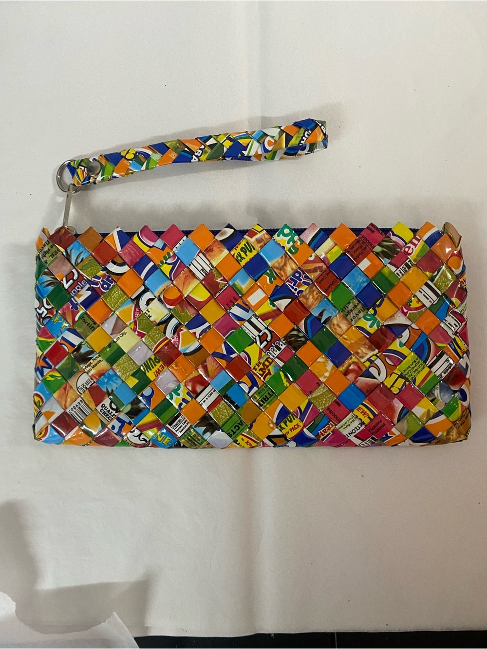Multicolor Woven Wristlet Clutch - Eco-Friendly Statement Bag